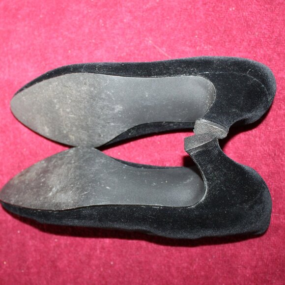Silver Slipper Black Velvet Pumps with 2 inch Heels - Picture 2 of 3